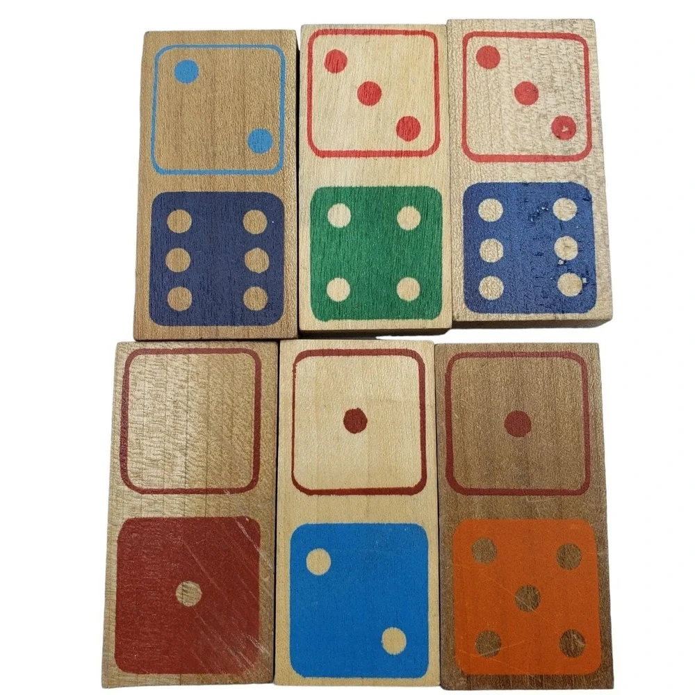Lot of 78 Vintage Wooden + Dragon &‎ Colored Dominoes Replacement or Crafts